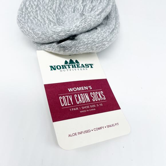 Northeast Outfitters Cozy Cabin Ribbed Cuff Crew Socks Gray Women's Size M 5-10 - Picture 4 of 4